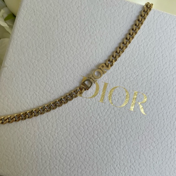 ❌SOLD OUT❌Dior Champaign Gold Spelled Logo Chain Choker - Picture 7 of 11